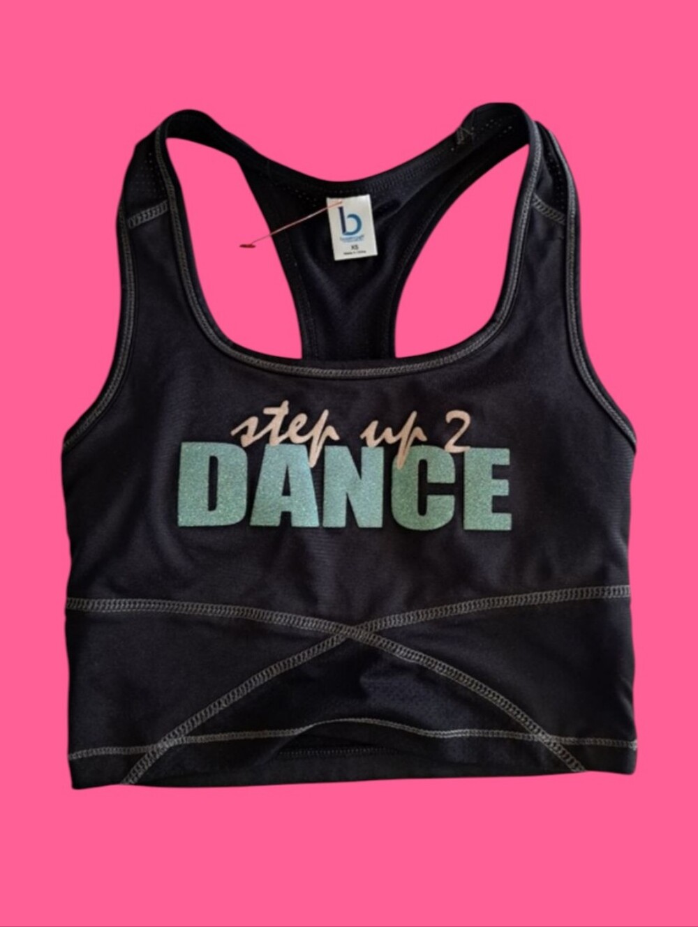 Boxercraft Step Up 2 Dance Padded Sports Top Black Green Racer Back Crop Top XS